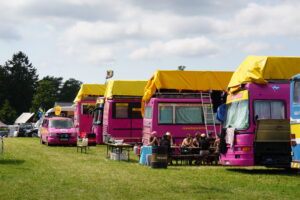 Tog rosa bussen till festivalen